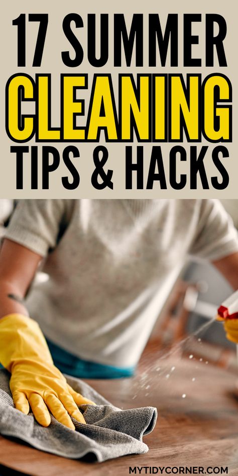 Looking for summer cleaning tips? Here is a checklist of things to clean, plus tips on how to clean and prepare your home for the summer. Summer Cleaning Checklist, Things To Clean, Summer Cleaning, Clean Air Conditioner, Cleaning Tips And Tricks, Dust Mop, Vinegar And Water, Pressure Washing, Garbage Disposal