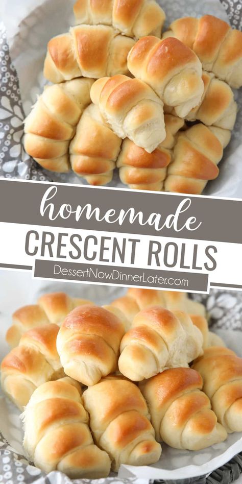 Diy Crescent Rolls, Yeast Crescent Roll Recipes, Croissant Bun Recipe, Recipe For Crescent Rolls, Fluffy Croissant Recipe, Cressant Roll Recipes, Cresent Roll Dinner Recipes Easy, Yeast Rolls Recipe Homemade, Butterhorns Recipe