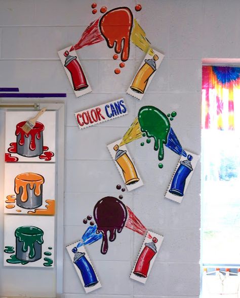 Cassie Stephens Art Room Door Decoration, Spray Paint Wall, Color Families, Art Room Doors, Art Room Posters, Art Bulletin Boards, معرض فني, Classe D'art, Elementary Art Rooms