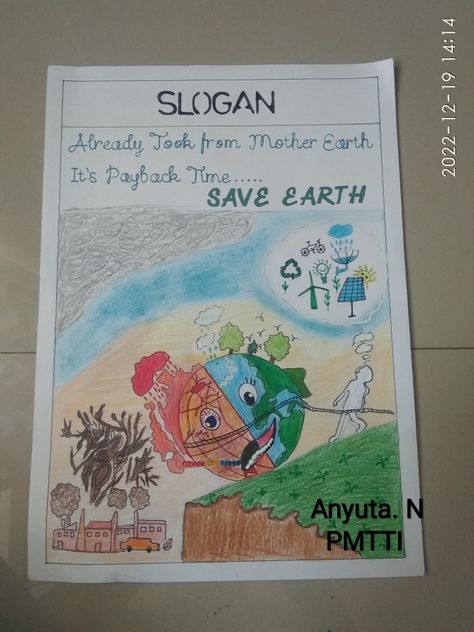 Slogan (save earth) Blackboard Art, Save Mother Earth, Work Sheet, Save Earth, Poster Making, Mother Earth, Montessori, Art