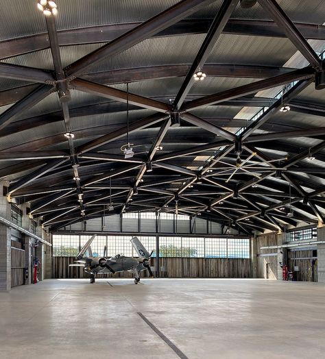 Airplane Hangar Design, Hangar Architecture, Aircraft Hangar Design, Hangar Home, Aircraft Hanger, Airplane Hanger, Hangar Design, Quonset Homes, Timber Frame Joinery