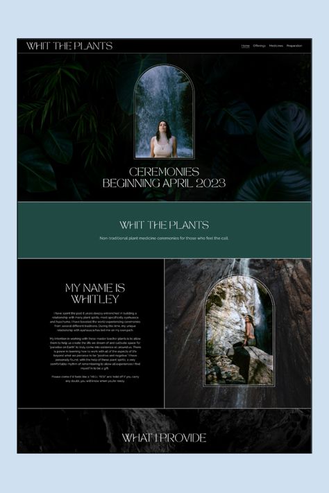 Website Design for a Plant Medicine Ceremony and Retreat Facilitator Forest Website Design, Mystical Website Design, Magical Website Design, Dreamy Website Design, Retreat Website Design, Spiritual Web Design, Fantasy Website Design, Healing Website Design, Witchy Website Design