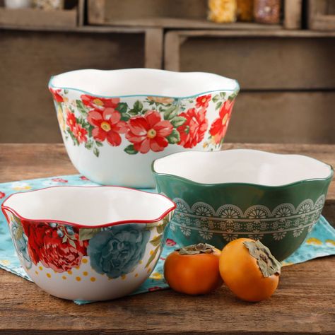 Vintage-Inspired Nesting Bowlscountryliving Pioneer Woman Dinnerware, Dinnerware Sets Walmart, Pioneer Woman Kitchen, Measuring Cups Set, Serving Bowl Set, Utensil Crock, Mixing Bowls Set, The Pioneer Woman, Nesting Bowls