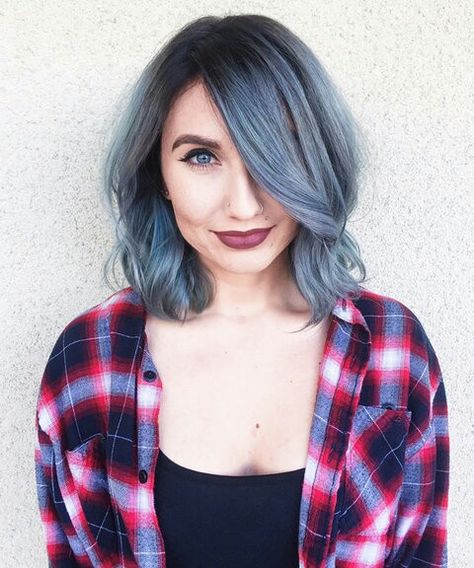 Denim hair Denim Hair Color, Denim Blue Hair, Balayage Inspiration, Denim Hair, Colour Trend, Aging Hair, Haircut And Color, Pastel Hair, Dye My Hair