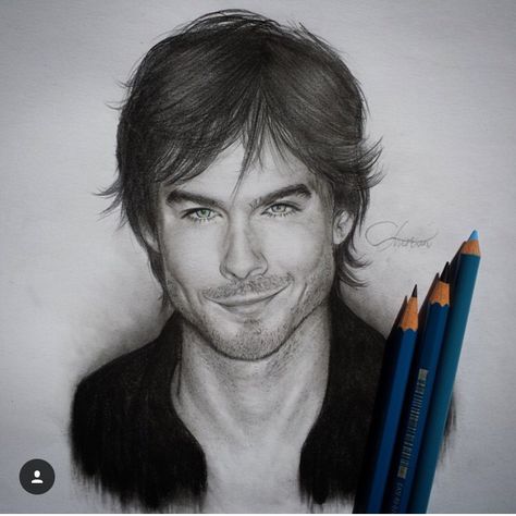 Klaus Mikaelson Sketch, Drawing Damon Salvatore, Damon Salvatore Drawing Easy, Damon Salvatore Sketch, Damon Sketch, Drawing Vampire Diaries, The Vampire Diaries Drawings, Ian Somerhalder Drawings, Damon Salvatore Drawing