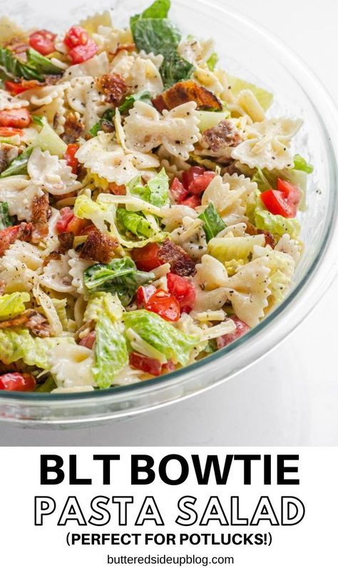 Summer Bowtie Pasta Salad, Bowtie Salad, Super Bowl Pasta Salad, Potluck Ideas Cold, Easy Potluck Salads, Cold Bowtie Pasta Salad, Salad Potluck Ideas, Bowtie Pasta Salad Recipes, Dish To Pass Ideas Summer