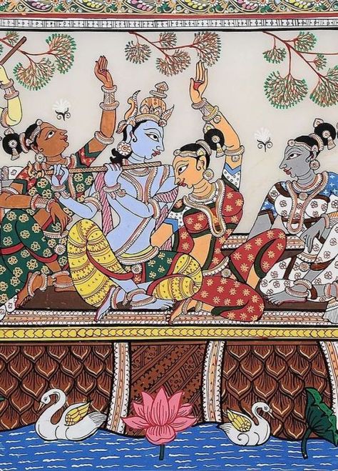 Patchitra Painting Odisha, Patchitra Painting, Pattachitra Art, Phad Painting, Indian Traditional Paintings, Kalamkari Painting, Artwork On Canvas, Cloth Art, Pichwai Paintings