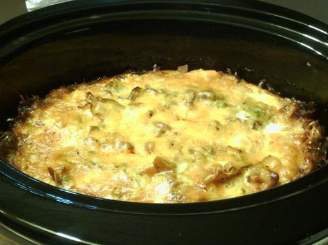 A delicious and simple breakfast recipe using a crockpot.  Prepare it at night and its ready in the morning.  Also delicious used as the filling for breakfast burritos. Old Fashioned Butter Cake Recipe, Breakfast Omelette Recipe, Breakfast Omelet, Breakfast Omelette, Slow Cooker Breakfast, Omelette Recipe, Butter Cake Recipe, Crockpot Breakfast, Simple Breakfast