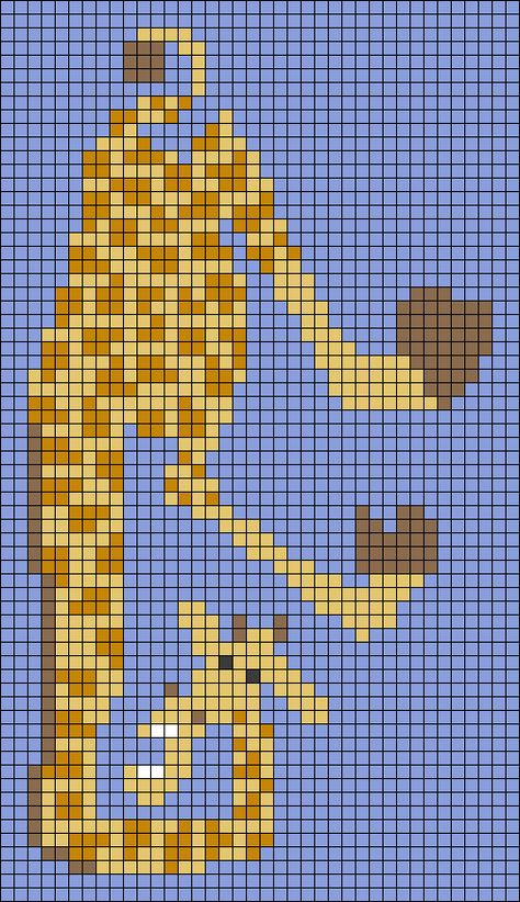 Alpha pattern #149310 | BraceletBook Tapestry Crochet Patterns Disney, Character Alpha Pattern, Giraffe Alpha Pattern, Tapresty Crochet Alpha Patterns, Alpha Pattern Sloth, Cartoon Alpha Pattern, Easy Perler Beads Ideas, Crochet Birds, Diy Perler Bead Crafts