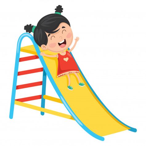 Vector illustration of kid sliding | Premium Vector #Freepik #vector #school #kids #children #summer School Playground Design, Drawing Side View, Cartoon Slide, Motion Images, Cute Slides, Baby Illustration, Kids Vector, Kids Clipart, Toddler Learning Activities