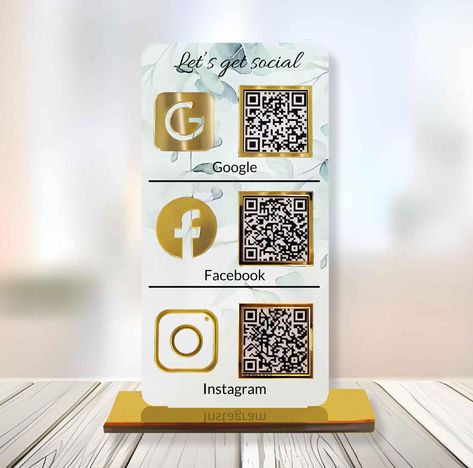 PRICES MAY VARY. Premium Material: Our sign is made of 10.5L x 5.5W inch, 3mm (0.12 inch) thick clear acrylic; This sign has gold and silver mirror bases. This is perfect for any size business and is sure to grab attention for your business. Qr Code Signs: There are a variety of social media to choose from, Instagram, Paypal, Wifi, Venmo, Zcash, Fackbook, Cash App, Twitter, Website, Snapchat,WhatsApp, Zelle and more (Choose three at most). Applicable Occasions: This business scan logo can be use Business Payment Signs, Acrylic Instagram Sign, Small Business Payment Sign, Acrylic Social Media Sign Diy, Qr Code Business Sign, Small Business Qr Code Sign, Salon Promotions, Massage Room Decor, Spray Tan Business