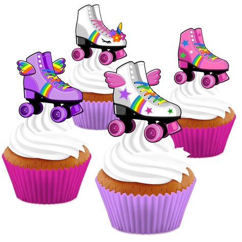 15x EDIBLE Roller Skates Wafer Card Cupcake Toppers Party Decorations UNCUT Sharp Scissors, Edible Glue, Skate Party, Wafer Paper, Edible Cake, Brown Envelopes, Diy Cake, Party Diy, Roller Skates