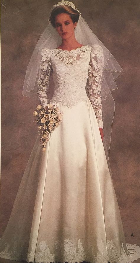 See the latest addition to my #etsy shop:Vogue Bridal Wedding Gown Bridesmaid Dress Long Sleeve,Lace Overbodice,Basque Waist,Flare Skirt & Train Size 12 Pattern 1519 https://etsy.me/31jwVn7 #wedding #sewing #vogue1519 #voguebridal #weddinggown #diybride #modestbride 1980s Wedding Dress Vintage, 1990s Wedding, Bride And Bridesmaid Dresses, Vogue Bridal, Princesa Anne, Petticoat Pattern, 1980s Wedding, 1970s Wedding Dress, 1970s Wedding