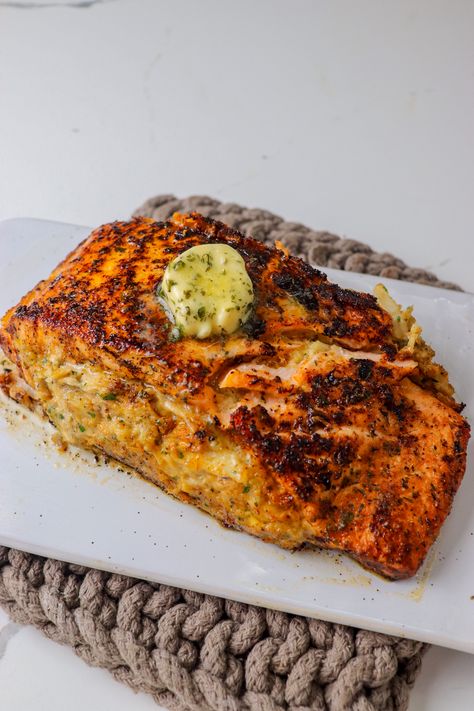 Crab Stuffed Salmon: The Perfect Recipe Stuffed Salmon Recipe, Stuff Salmon With Crab Meat, Stuffed Salmon Recipes Crabmeat, Stuffed Salmon Recipes, Stuffed Salmon, Crab Stuff Salmon Recipes, Crab Stuffed Salmon, Stuffing Ingredients, Crab Recipes