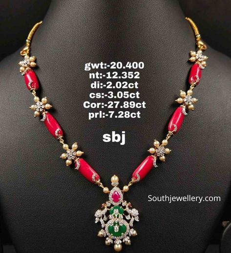 Beads Gold Necklace, Pearls Chains, Coral Jewellery, Baby Jewellery, Jewellery Beads, Indian Designs, Ornament Designs, Gold Pearl Jewelry, Beads Collection