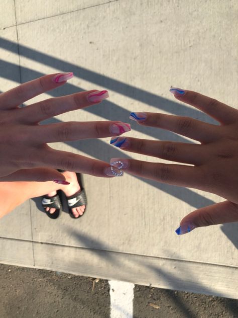 Matching Butterfly Nails With Best Friend, Bsf Nails Matching, Butterfly Nail, Simple Nails, Cute Nails, Nail Inspo, Acrylic Nails, Collage, Nails