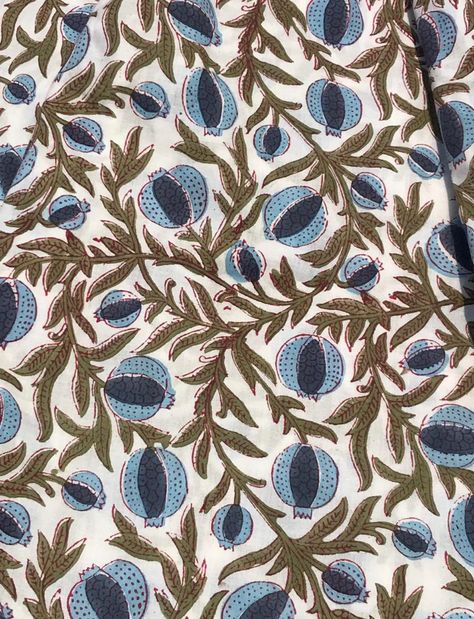 Our Pomegranate block / woodblock print in blue on cotton. Used for garments & linens for the home @jennicholl Woodblock Print, Print Fabric, For The Home, Pomegranate, Block Print, Custom Design, Textiles, Fabric, Blue