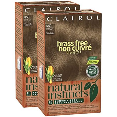 Clairol Natural Instincts Brass Free, 6.5C, Lightest Brown, 2 pk *** Click image to review more details. (This is an affiliate link) #HairColoringProducts Safe Hair Dye, Aveda Hair Color, Hair Dye Brands, Ammonia Free Hair Color, Clairol Natural, Clairol Natural Instincts, Aveda Hair, Semi Permanent Hair Color, Hair Color For Women