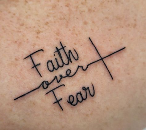 BLACK ANVIL STUDIO By Kyle Wardlow Faith Over Fear Ring, Faith Over Fear Tattoo, Fear Tattoo, P Tattoo, Angel Tattoo, Faith Over Fear, Finger Tattoos, Neck Tattoo, Inspirational Tattoos