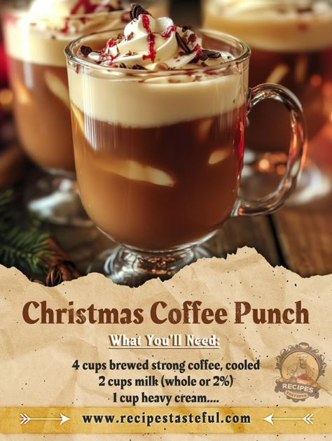 Christmas Coffee Punch, Coffee Punch Recipes, Hot Punch Recipe, Princess Drinks, Community Christmas, Christmas Beverages, Tasteful Recipes, Coffee Punch, Hot Winter Drinks