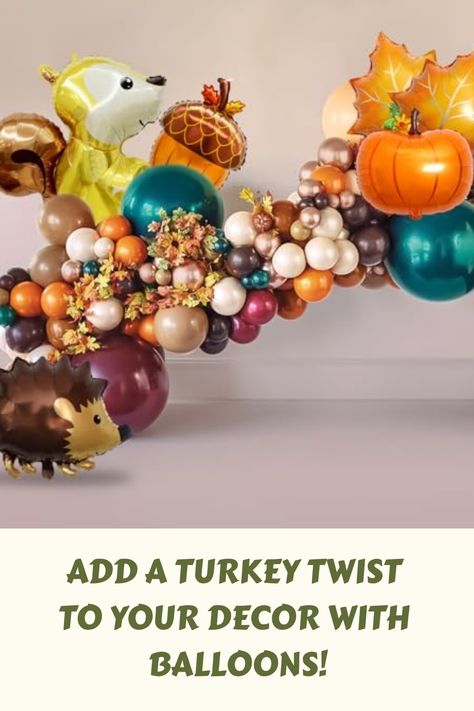 #ad Looking to add a festive touch to your Thanksgiving decor? Elevate your space with a stunning Thanksgiving balloons garland featuring adorable turkey balloons mixed with autumn-inspired fall balloons. These delightful decorations are sure to bring warmth and whimsy to your celebration. Perfect for gatherings big or small, these Thanksgiving balloons will be the talk of the table. Embrace the spirit of gratitude and elevate your festivities with this charming addition that will surely make ev Fall Balloon Arch, Decor With Balloons, Turkey Balloons, Thanksgiving Balloons, Fall Balloons, Huge Pumpkin, Friendsgiving Decorations, Pumpkin Turkey, Balloons Ideas