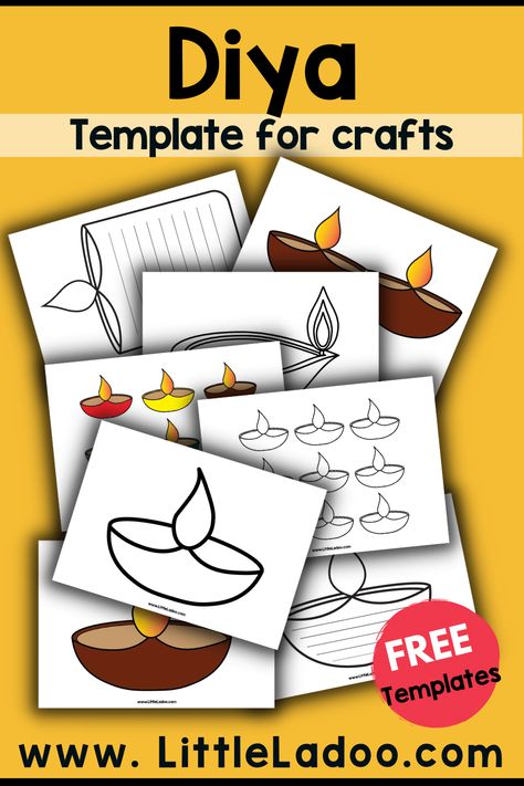 Diya Template Printable Diwali Diya Craft For Preschool, Rangoli Template Free Printable, Diwali Craft For Kids, Diwali Crafts For Kids, Diwali Craft Ideas, Diwali For Kids, Diwali Crafts, Diwali Activities, Diya Decoration Ideas