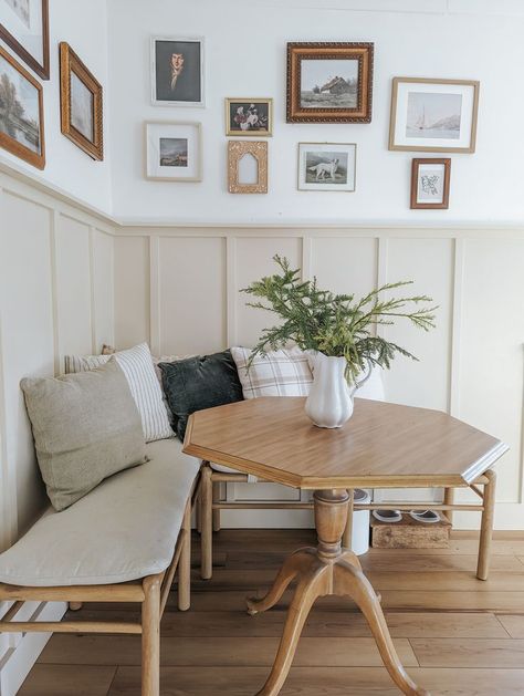 Breakfast Nook Picture Wall, Closet Turned Breakfast Nook, Loveseat Breakfast Nook, Temporary Breakfast Nook, Breakfast Nook Ideas No Window, Tiled Breakfast Nook, Small Kitchen Breakfast Table, Studio Breakfast Nook, Small Corner Eating Nook