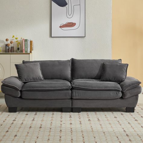 PRICES MAY VARY. Spacious and Supportive Design: With a generous 23-inch wide seat and thoughtfully designed high-density foam cushions, our loveseat sofa provides a soft yet supportive experience. The ergonomic design conforms to your body’s curves, ensuring excellent lumbar support for those long movie nights or cozy reading sessions Comfy Corduroy Couch: Featuring a corduroy fabric that offers a soft, luxurious texture while being resistant to pilling for extended use. Enjoy breathable materi Pillows Comfy, Couch With Pillows, Sofa With Pillows, Oversized Sofa, Deep Seat Sofa, Deep Seated Sofa, Sleeper Couch, Sofa Sleeper, Couch And Loveseat