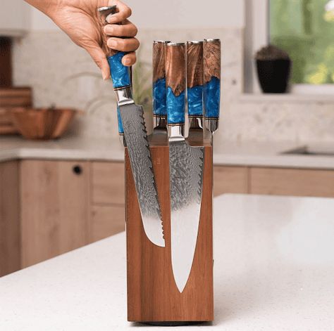 Magnetic Knife Block, Magnetic Knife Blocks, Damascus Kitchen Knives, Magnetic Knife Holder, Knife Stand, Knife Storage, Types Of Knives, Kitchen Shears, Kitchen Cutlery