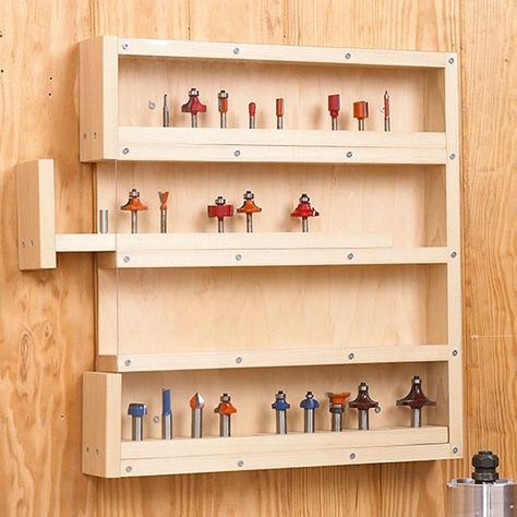 Router Bit Storage, Bit Storage, Garage Designs, Woodworking Storage, Tool Storage Diy, Wood Store, Wood Magazine, Woodworking Furniture Plans, Diy Garage Storage