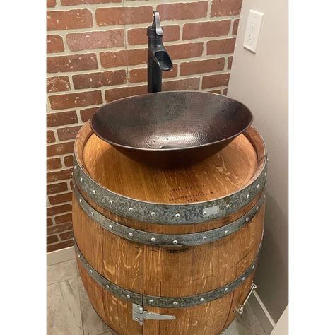 SimplyCopper 17" Oval Copper Vessel Bathroom Sink & Reviews | Wayfair Copper Sink Care, Bowl Sink Bathroom, Barrel Sink, Hammered Copper Sink, Copper Vessel Sinks, Copper Sinks, Copper Sink Bathroom, Drop In Bathroom Sinks, Copper Vessel