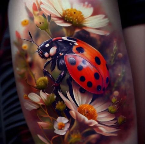 Ladybug Tattoo Ideas, Ladybird Tattoo, Monarch Butterfly Tattoo, Butterflies Tattoo, Ladybug Tattoo, Dragonfly Tattoo Design, Lady Bug Tattoo, Bug Tattoo