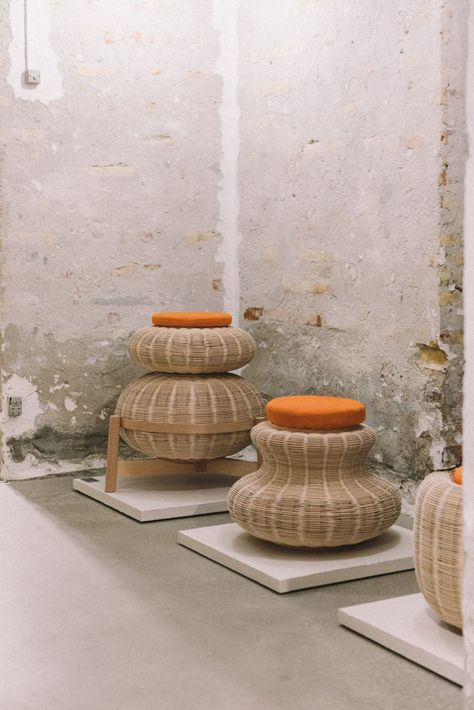 Ukurant exhibition features squishy chair and waxy vases Furniture Exhibition, Studio Chairs, Multipurpose Furniture, Iconic Furniture, African Decor, Festival Design, Kids Chairs, White Clay, Architecture Fashion