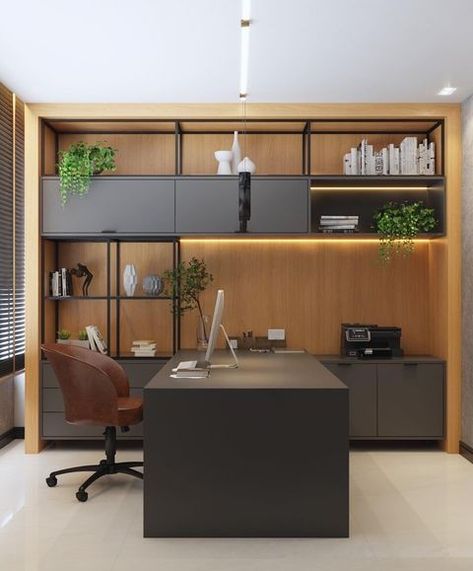 Small Executive Office Design, Home Office Small Room, Office Storage Design, Office Millwork, Home Office Minimalista, Gray Room Ideas, Small Office Space Design, Executive Office Design Interior, Color In Interior Design