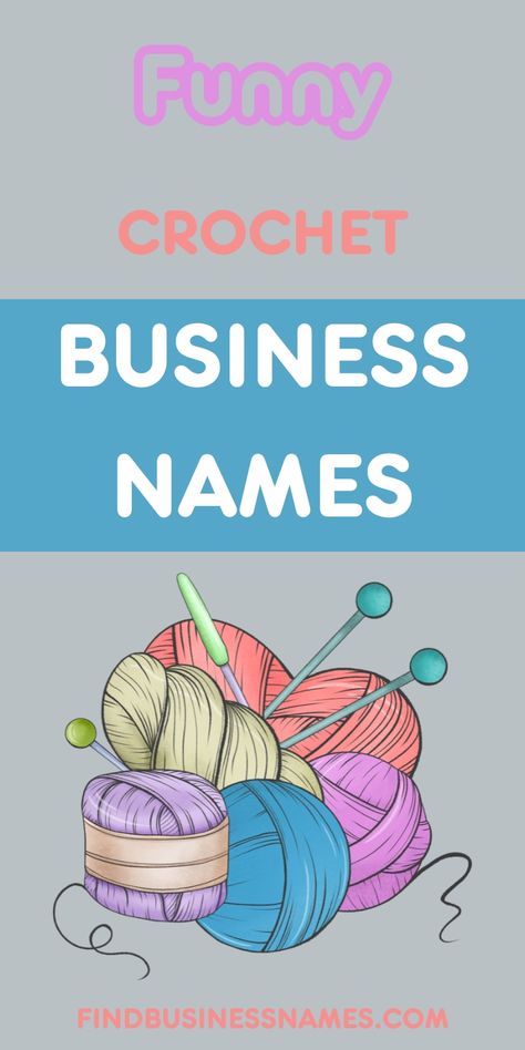 Looking for a laugh? Explore these hilarious funny crochet business names that will make your crafting brand unforgettable! 

From puns to witty wordplay, find the perfect name to tickle your customers' funny bones. 

#CrochetBusinessNames Crochet Group Names, Crochet Puns Funny, Crochet Page Name Ideas, Crochet Shop Names, Crochet Puns, Funny Business Names, Shop Name Ideas, Funny Crochet, Shopping Humor