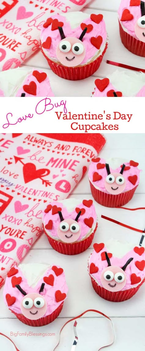 Valentines Cakes And Cupcakes, Cupcakes Amor, Cupcakes For Kids, Bug Cupcakes, Cupcakes Love, Ladybug Cupcakes, Christmas Cupcakes Decoration, Cupcakes Easy, Cupcake Day