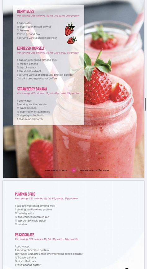 Love Sweat Fitness Recipes, Love Sweat Fitness, Fitness Recipes, Workout Smoothies, Vanilla Protein Powder, Plan Ideas, Unsweetened Almond Milk, Mixed Berries, Frozen Banana