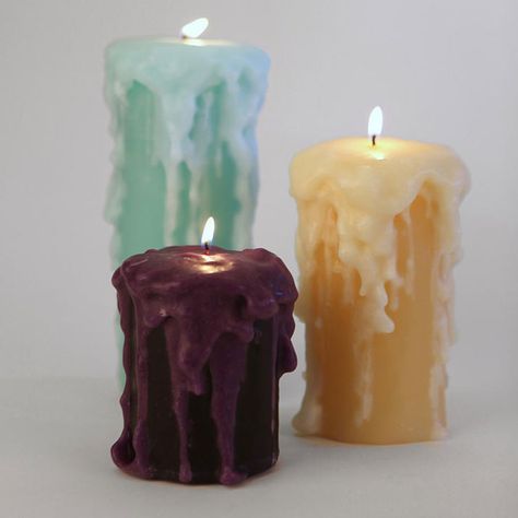 Handmade, pre-dripped candles that burn down the center and don't make a mess like a normal dripping pillar candle. Urban Outfitters Apartment, Drippy Candles, Drip Candles, Drip Candle, Huge Design, Small Lamps, Dripping Candles, Black Spray Paint, Candle Chandelier