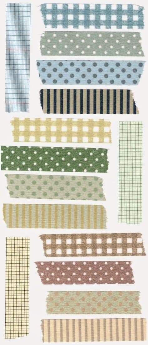 Washi Tapes, Different Patterns, Washi, Dots, Stripes, Fabric, White