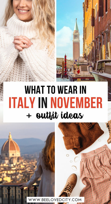 Heading to Italy in November? From Venice to Rome, pack smart with versatile outfits for cooler fall days. Layer up for stylish comfort as you explore iconic cities like Milan and Venice. Whether you're visiting Sicily’s mild November weather or navigating Europe's autumn chill, we've got outfit ideas that blend fashion with function. Get packing tips to make sure you're ready for Italy’s November adventures! #ItalyOutfits #VeniceInNovember #PackingForItaly Italy Fashion November, Autumn Outfits In Italy, Plus Size Outfits For Italy Fall, Europe Outfits November, Italy Style Winter, Rome In Autumn Outfits, Outfit Ideas For Italy In November, European November Outfits, Venice Fall Fashion