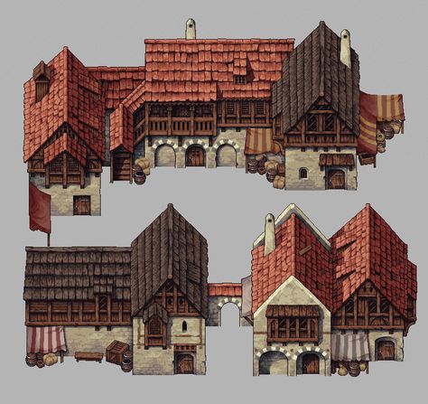 Farm Village, Pixel Art Landscape, Pixel Game, Indie Game Art, Steampunk House, Pixel Art Tutorial, Medieval Houses, Pix Art, Pixel Art Games