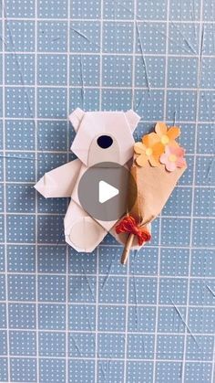 Bear Origami, Origami Bear, Teddy Bear With Heart, Origami Cards, Paper Collage Art, Origami Heart, Bear Crafts, Origami Art, Congratulations Card