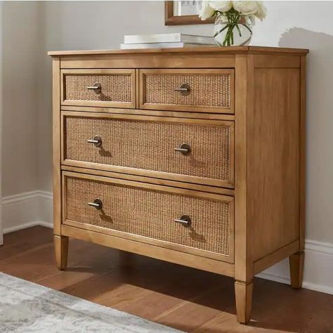 Discover great products at the best prices at Dealmoon. Marsden Patina Wood Finish 3-Drawer Cane Chest of Drawers (38 in W. X 36 in H.). Price:$389.00 at The Home Depot Shaker Style Bedroom Furniture, Cottage Core Bedroom Furniture, Coastal Cottage Bedroom, Vintage Rattan Furniture, Home Depot Coupons, Boho Dresser, Coastal Chic Style, Transitional Homes, Collected Home