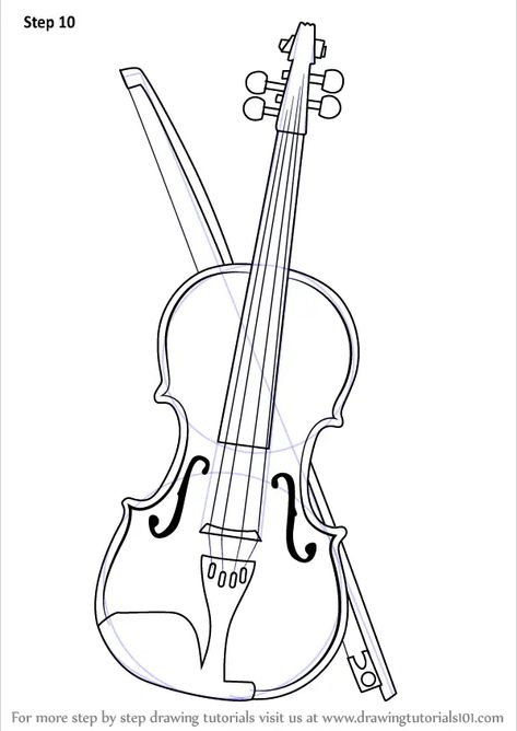 How to Draw a Violin (Musical Instruments) Step by Step Violin Art Drawing, Violin Drawing, Violin Tattoo, Violin Pics, Musical Instruments Drawing, Violin Art, Violin Design, Pencil Drawing Tutorials, Watercolour Texture Background