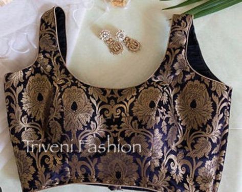 Silk Tops For Women, Brocade Blouse Designs, Saree Jacket, Crop Top Design, Blouse Sari, Blouse Crop Top, Scoop Neck Blouse, Raw Silk Lehenga, Indian Lehenga Choli