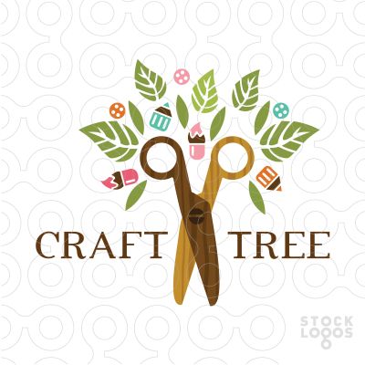 Scissors are used to create the trunk of the tree. styled leaves and creative elements such as pencil, paint brush and buttons fill this bright and creative tree design. Sewing Logo Design Ideas, Sewing Logo Design, Craft Tree, Sewing Logo, Trendy Sewing Projects, Trendy Sewing Patterns, Craft Logo, Trendy Sewing, Logo Design Ideas