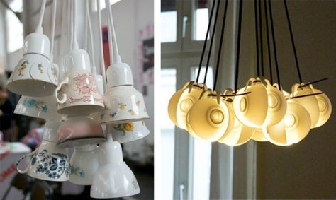 Müll upcyceln und darauf Lampenschirme selber basteln. https://www.genialetricks.de/lampen-aus-krempel/ Material Color Palette, Diy Light Fixtures, Vintage Repurposed, Repurposed Items, Upcycle Recycle, Hanging Light Fixtures, Mood Light, Creative Lighting, Recycled Art