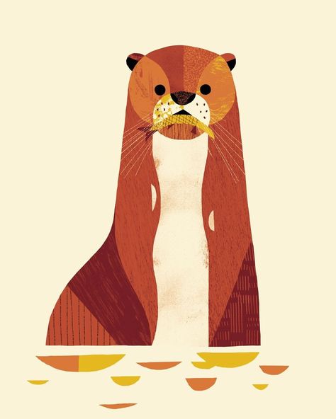 Benjamin FLOUW | Illustrator on Instagram: “This might be the cutest Giant Otter you’ll ever sea. Giant Otters are not as handsome as Sea Otters. They live along the Amazon river,…” Animal Poster Design, Giant Otter, Endangered Species Art, Scottish Wildlife, Otter Illustration, Animal Inspiration, The Amazon Rainforest, Sea Otter, Amazon Rainforest