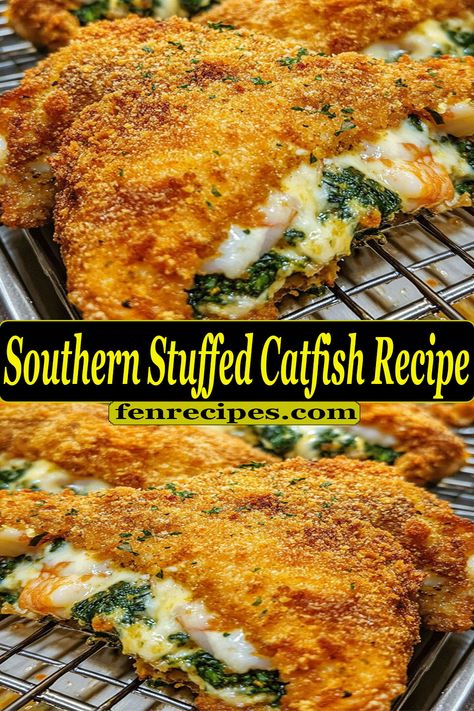 Craving a crispy and creamy seafood dish? This Cheesy Stuffed Catfish recipe is packed with shrimp, spinach, and mozzarella for a delicious Southern-style meal! Perfect for weeknight dinners or a seafood platter, this easy recipe is ready in 35 minutes. Save it now for your next seafood dinner! 🐟🧀🍤
#StuffedCatfish #SeafoodDinner #EasySeafoodRecipes Stuffed Catfish, Dinners Instant Pot, Spinach And Mozzarella, Weeknight Dinners Healthy, Catfish Recipe, Shrimp Spinach, Creamy Seafood, Catfish Recipes, Best Dinner Ideas