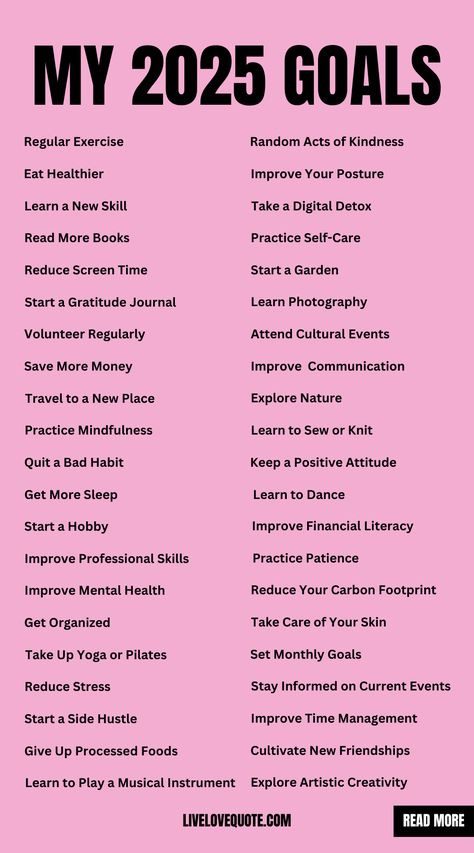 Looking for a list fo New Year's resolution ideas for a fresh start? I've created 42 goals and reflections to motivate you as you enter the new year. Check out the full details if you want more details. I hope you enjoy! Happy New Year! 2025 List Ideas, Goal Setting Vision Board Ideas, New Year Improvement, To Do List For New Year, 2025 To Do List Ideas, Things To Start Doing In 2025, New Year To Do List Good Ideas, How To Plan 2025 Goals, Vision Board List Goal Settings